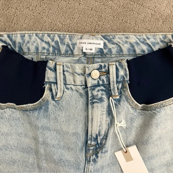 NWT ~ Good American ~ Good 90s MATERNITY Wide-Leg Jeans Size 0/25 - Picture 4 of 7